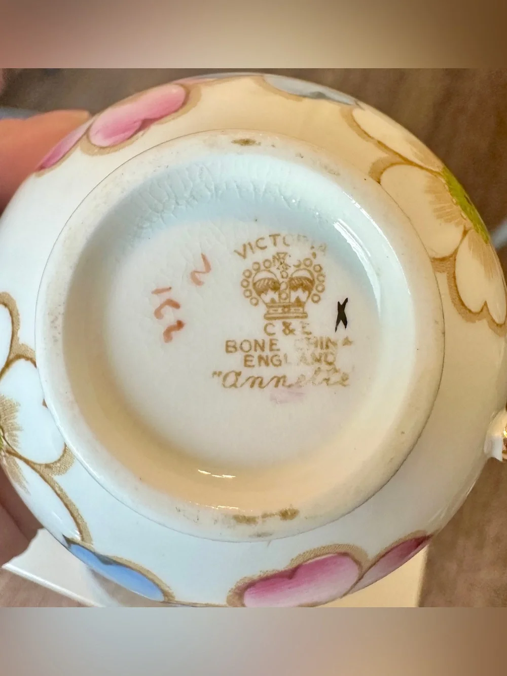 Vintage Crown Staffordshire “Annette” Bone China Teacup | England | c. 1935-1945